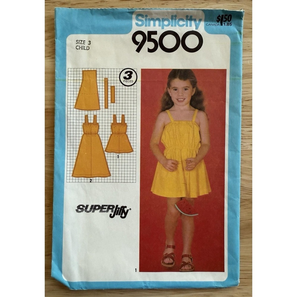 Simplicity Pattern 9500 Girls Child's Super Jiffy Pullover Sundress Dress Size 3